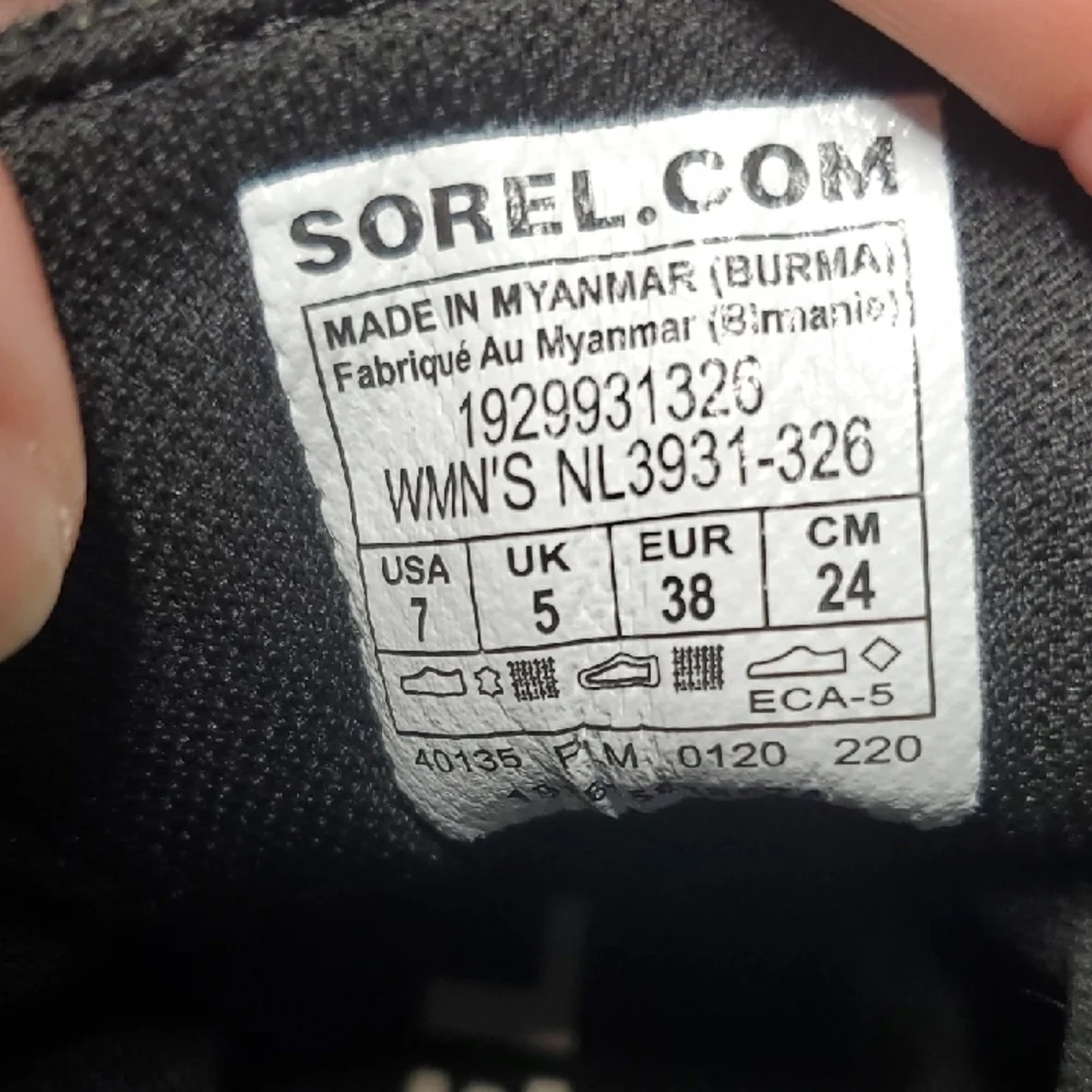 Sorel Womens Black and Tan Rain Boots
